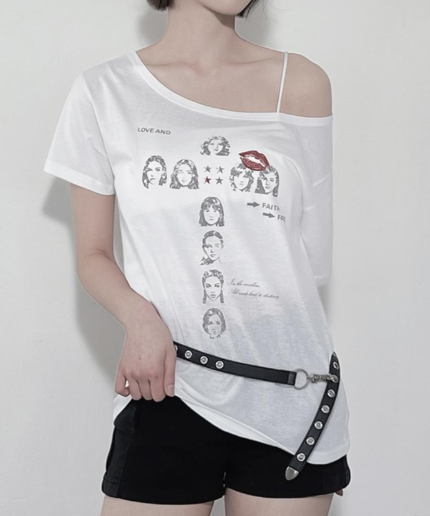 Ijeulum Kiss The Cross Boat Neck Short Sleeve T-Shirt (White)