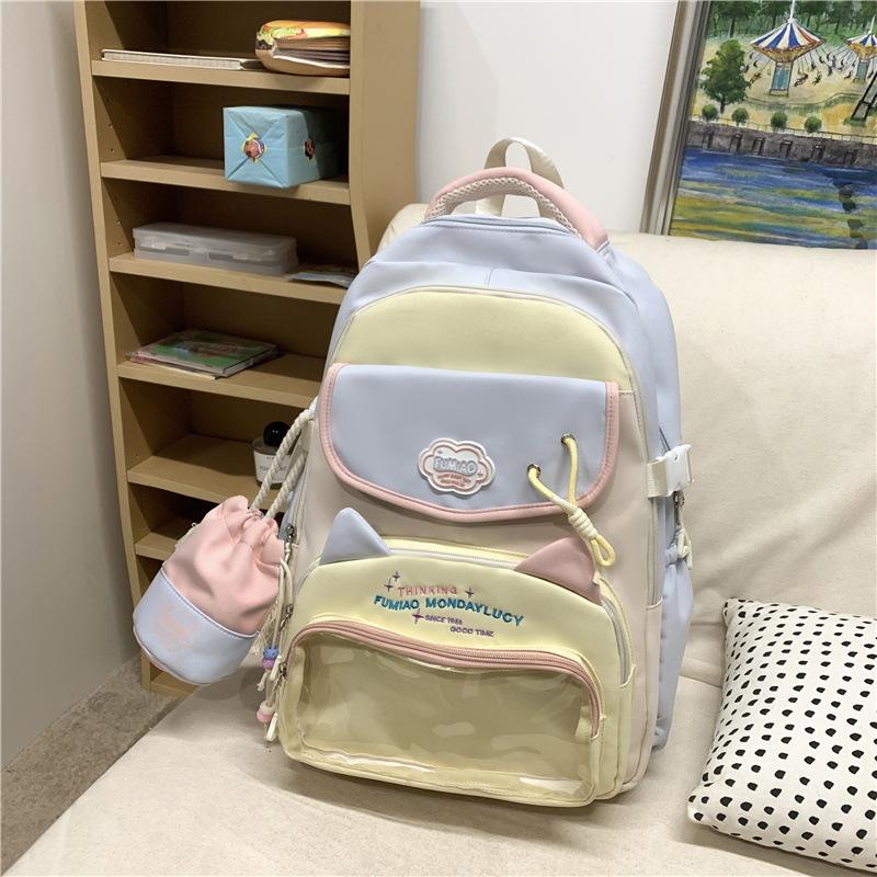 Schoolbag wholesale niche junior high school student schoolbag high value college style girl backpack Oxford cloth cute cartoon baby bag girl