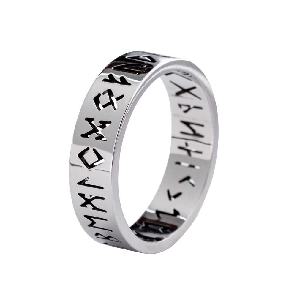 

Vintage Norse Viking Rune Rings for Men 6mm Odin Amulet Wedding Band Valentine Gift Jewelry 11 срібний