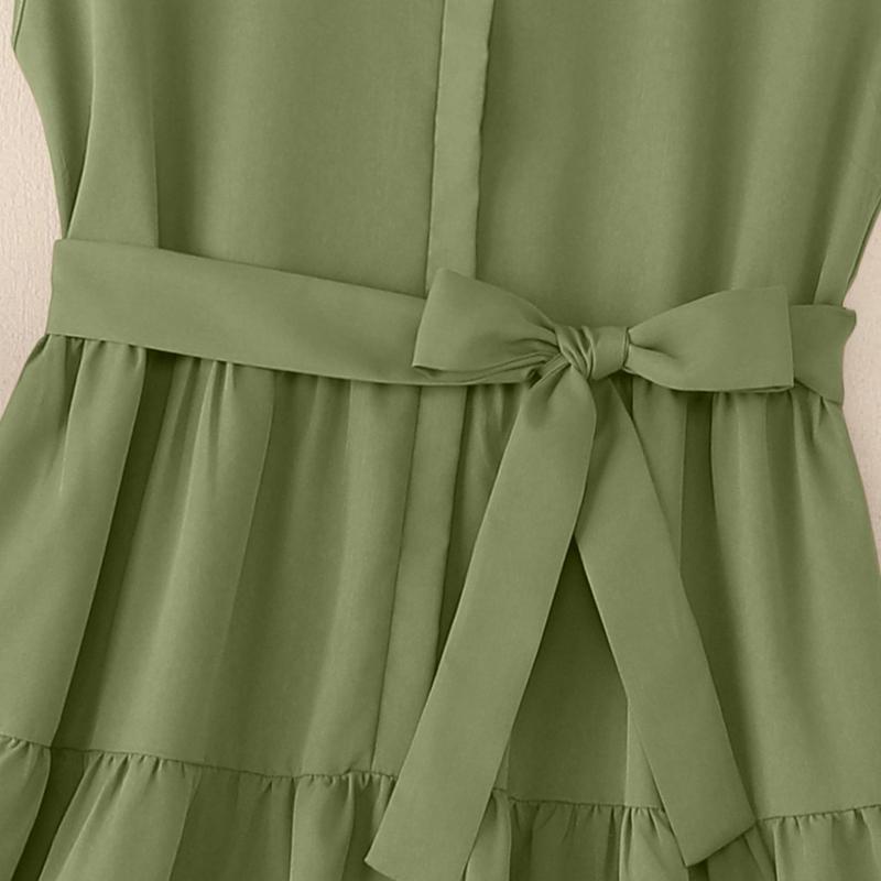 ZANZEA Women Casual Round Neck Solid Color Summer Short Sleeve Dress