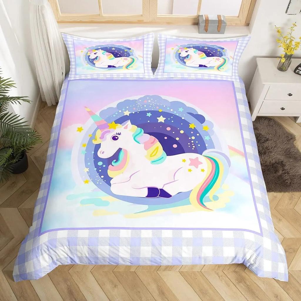 New Unicorn Bedding Set Single Double Full Size Duvet Cover Pillowcase Children Adult Bedroom Decoration 2/3pcs, Birthday Gift
