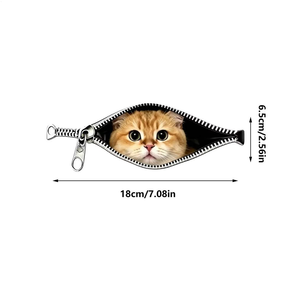 1PC Creative Zipper Cat Car Stickers Dog Car Window Glass Stickers Scratch Covering Electric Car Decoration Waterproof Stickers