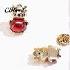 Decorative Coat Pin Golden Plated Alloy Cow Brooch, Red Faux Crystal Belly Cattle Lapel for Anti-oxidation Brooch Men Women, Animal Clothes