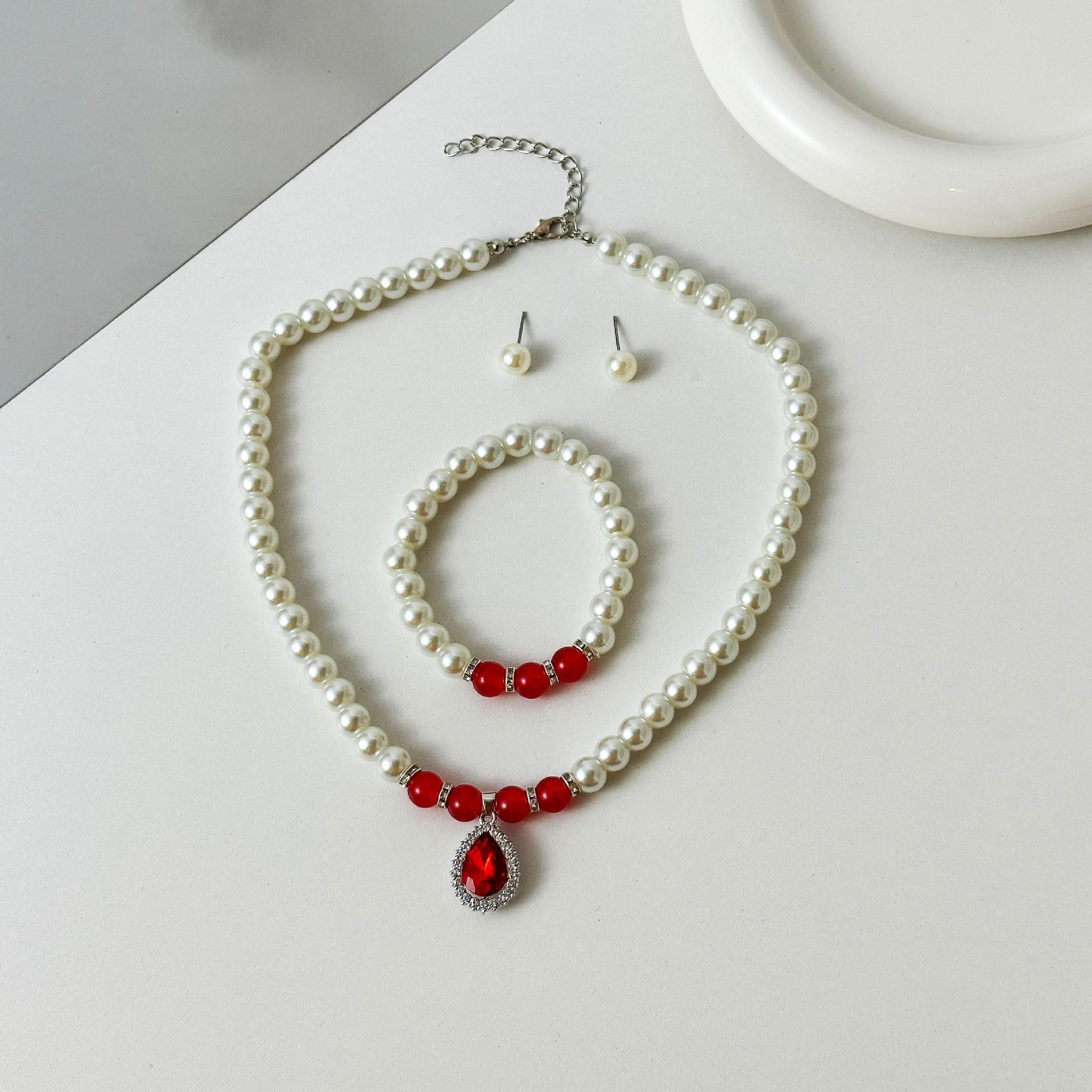 Набор браслет и колье с имитацией жемчуга Жемчужный пояс Колье-подвеска Набор из трех предметов Подарок маме Жемчужный набор Подарок