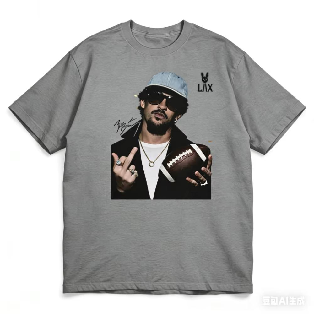 Unisex Super T Shirts Football Bowl Game Halftime Show Puerto Rican Rapper Bad Bunny Print Tees Premium Cotton Tops
