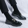 Men's Business Shoes Patent Leather Stone Pattern Mens Dress Loafers Slip-On Round Toe Wedding Party Shoes Size 38-45 Men Flats