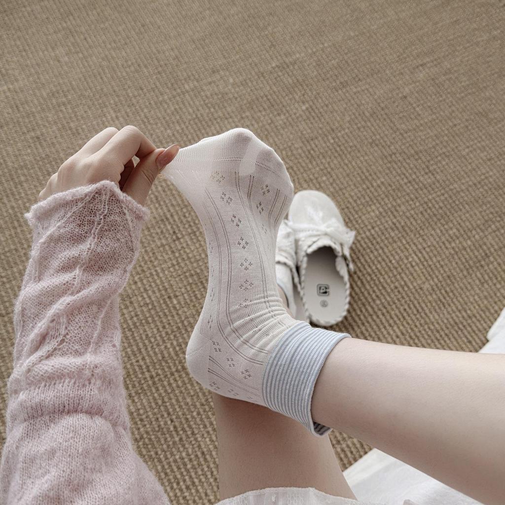 Women's Summer Thin Mesh Lace Bow Ankle Socks - Sweet Lolita Style