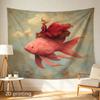 Luxury Fantasy Mermaid Fish Tapestry Wall Hanging Decor for Living Room Ocean Mythological Art Anime Koi Backdrop Polyester Prin