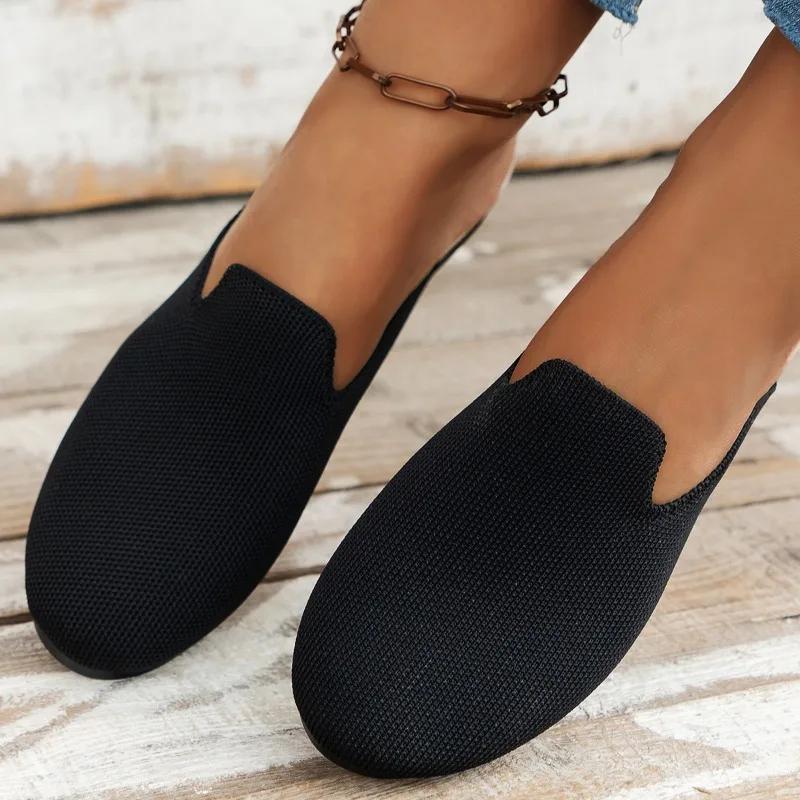 Модные вязаные дышащие женские полутапочки 2024 года — фото 3