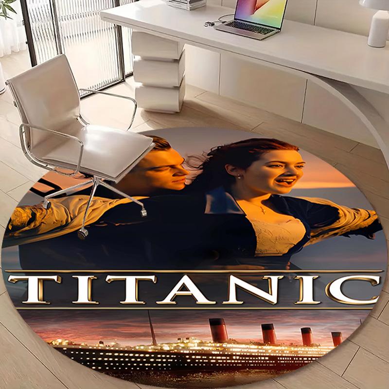 1pc Titanic1 Design Printed Area Round Carpet for Bedroom Living Room Home Decor Rugs Mat Non Slip Mat Rug for Bedside