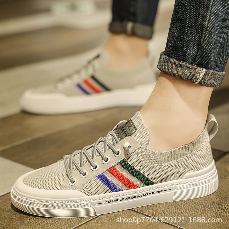 

Flying woven shoes men s 2025 spring breathable lazy one-pedal men s shoes Korean version casual shoes versatile board shoes breathable 6220 44