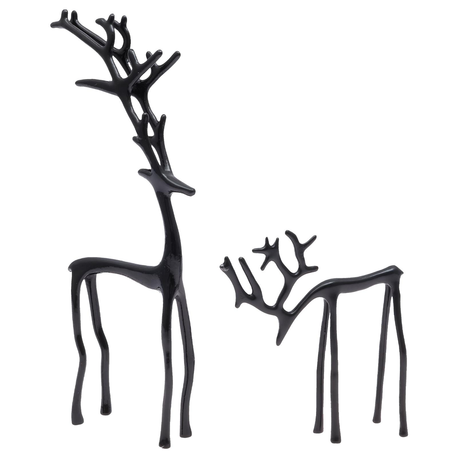 

2pcs Black Reindeer Christmas Decor Metal Reindeer Statues Christmas Tabletop Decoration for Mantel Living Room Home Decor чёрный