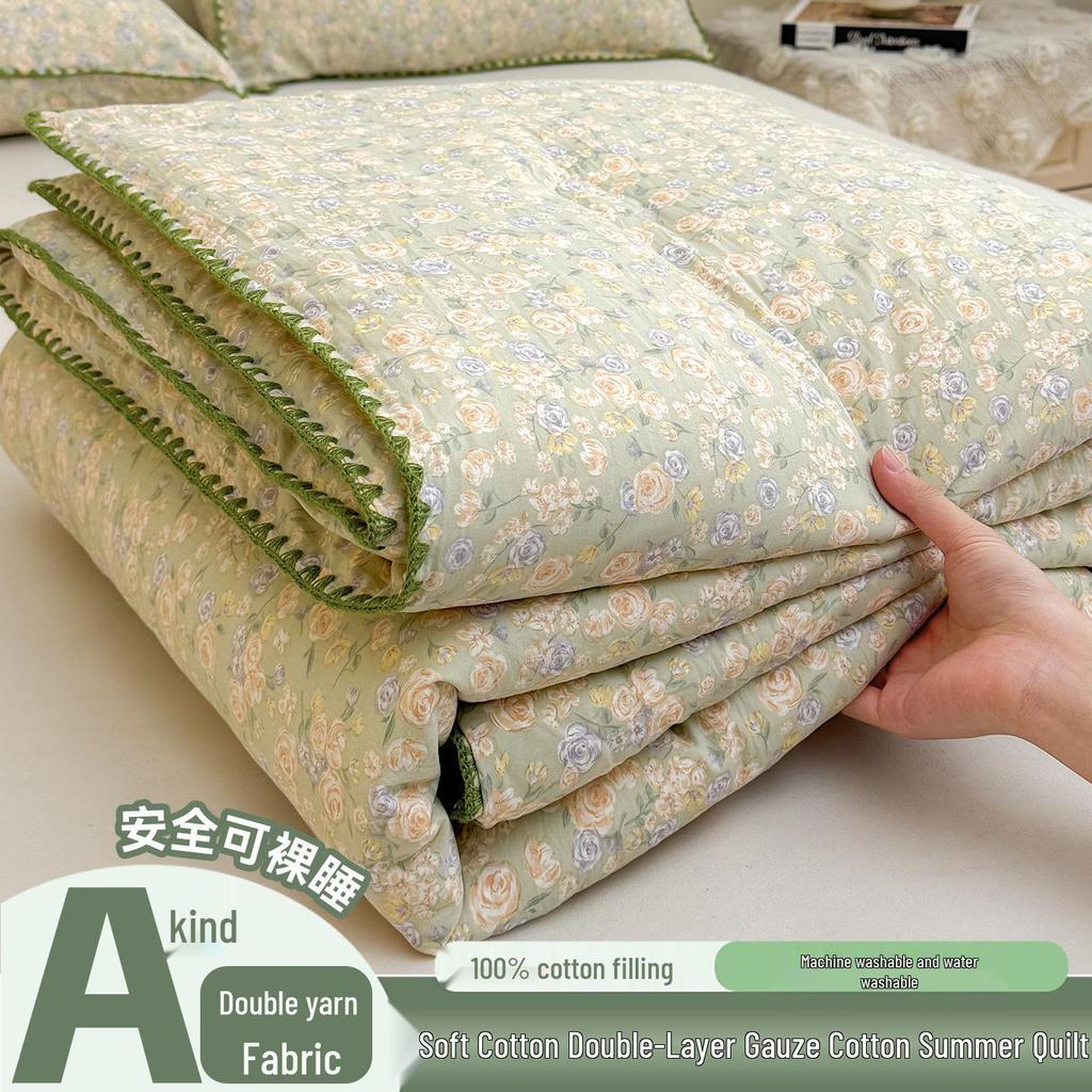 Class A Xinjiang Cotton Summer Quilt, Machine Washable, Soft Cotton Gauze, Air Conditioning Cool, Dormitory Quilt