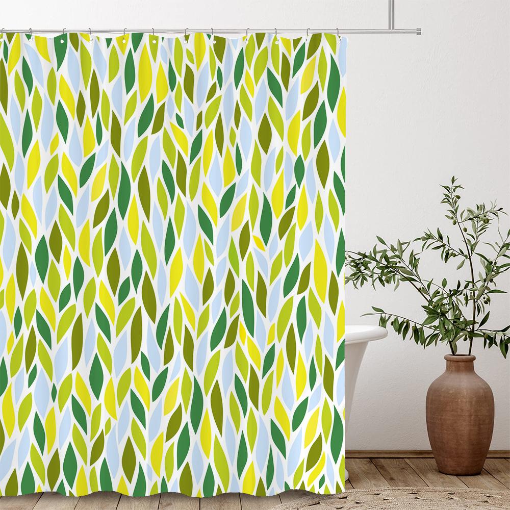

Plant Leaf Shower Curtain Printed Modern Nordic Minimalist Leaves Polyster Fabric Home Decor Bathroom Curtain With Hooks W60H190(CM)-1 Pcs
