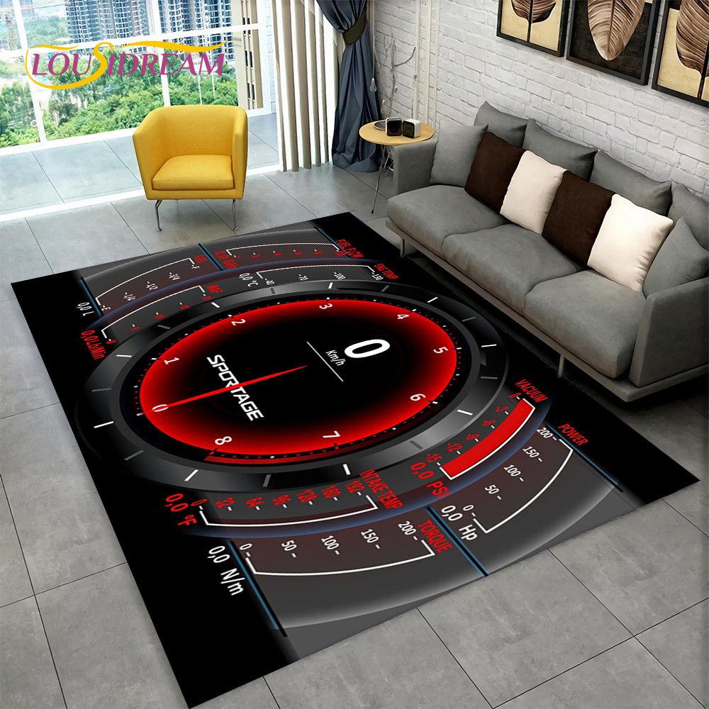 3D Car Racing Dashboard Area Rug Large,Carpet Rug for Living Room Bedroom Sofa Kitchen Doormat Decor,Kid Play Non-slip Floor Mat