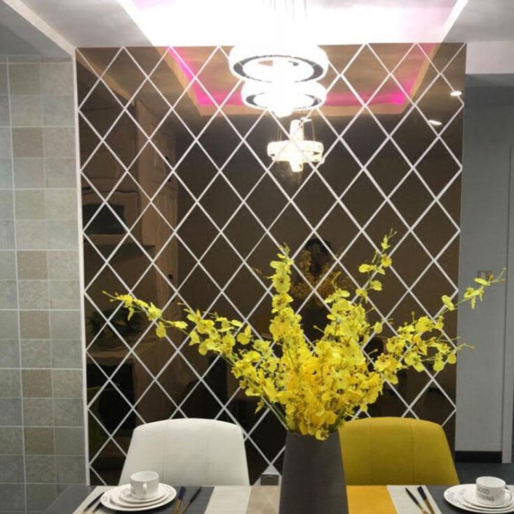 Diamond Stitch Acrylic Mirror Wall Stickers for Living Room & Entrance Decor