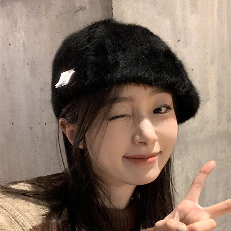 And Cozy Fashionable Rabbit Fur Beret Stylish Retroinspired Winter Hat For Women