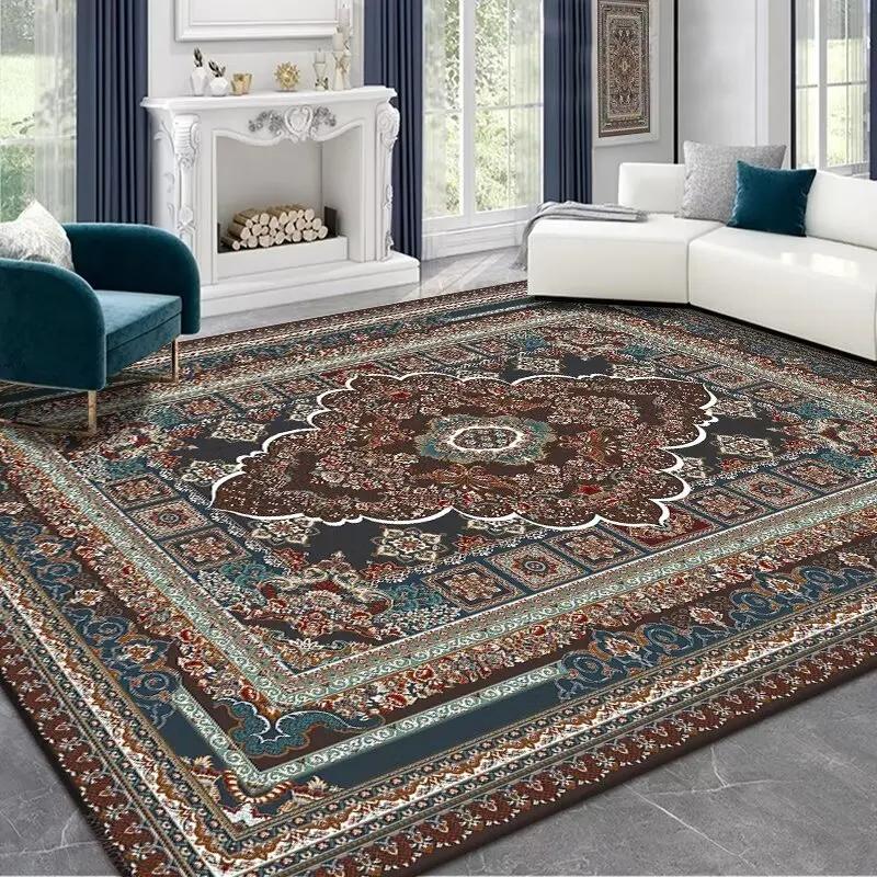 Persian Deluxe Ethnic Style Carpet for Living Room Blue Home Decor Bedroom Tea Table Rug Washable Short Plush Lounge Floor Mats