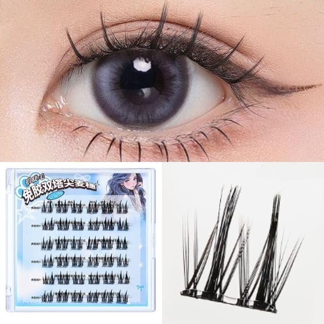 Mogugu - Glue-free Pointy Multipack False Eyelashes Cluster U688 - Black - One Size