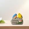 Resin Garden Statue Bird On Stone Figurine Home Decor Collectible Flowers Decorative Sculpture for
