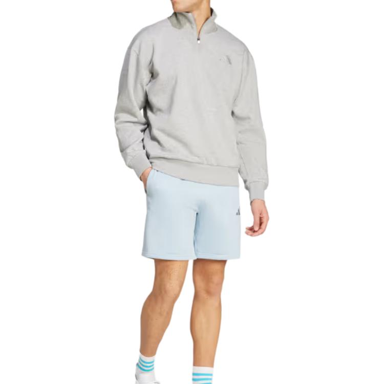 adidas All Szn Fleece Quarter-Zip Crew Sweatshirt Medium Grey Heather Men Streetwear IY6551
