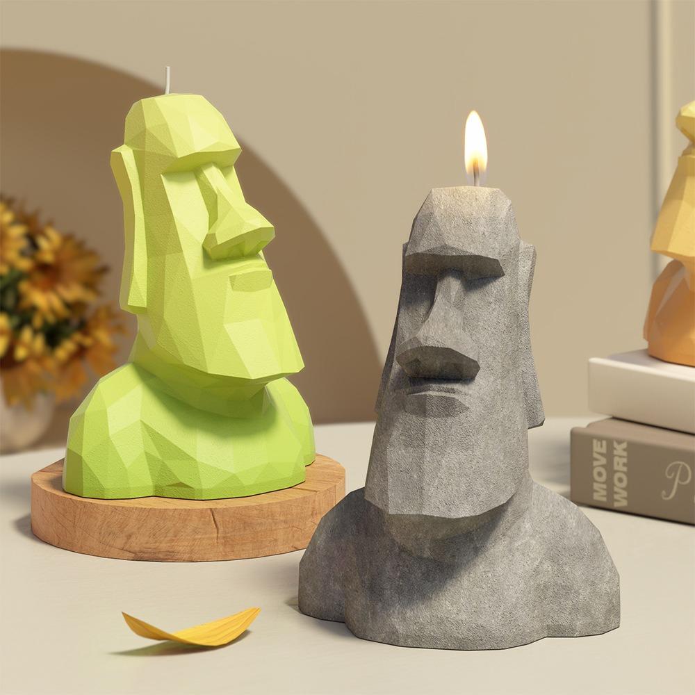 Moai Guardian Silicone Mold Giant Stone Statue Candle Mold DIY Art Home Decoration Gypsum Mold
