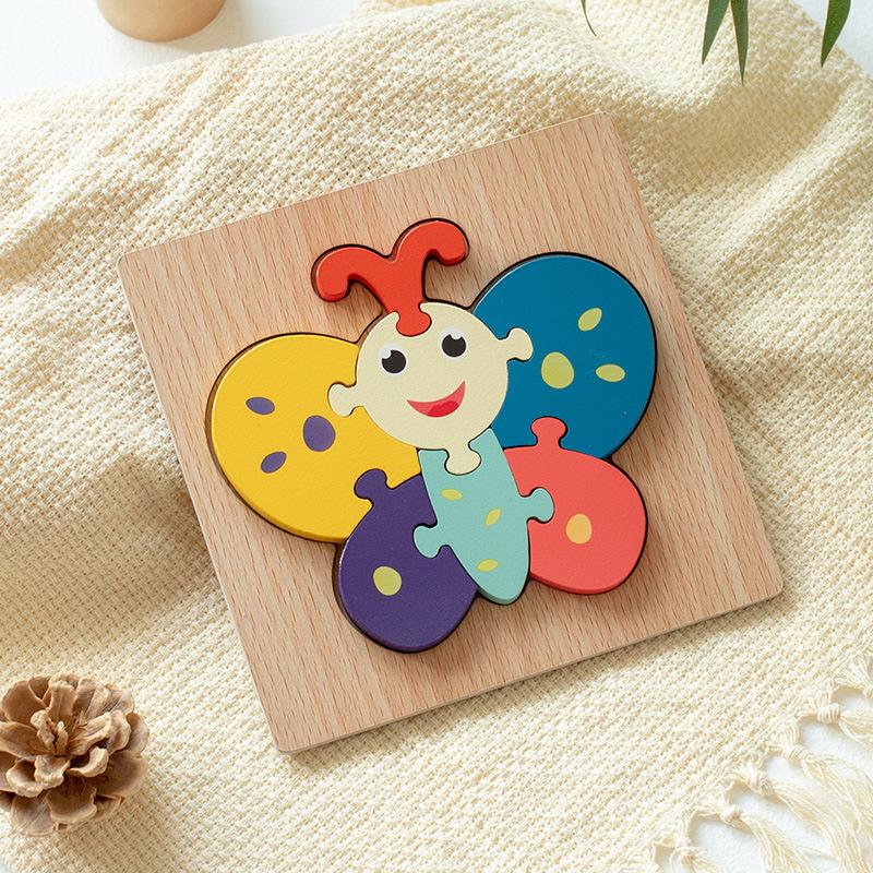 Non-Toxic Wooden Puzzle Montessori Animals Cartoon Colorful Learning Education Toys Tangram Jigzaw Cognitive Wood For Children Kids Gifts