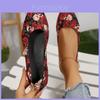 Chaussures Plates Décontractées Élégantes Noires et Rouges pour Femmes avec Motif Crâne pour l'Automne
