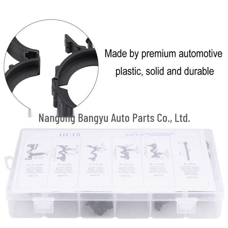54PCS Car Snap Fasteners & Wiring Harness Clips with Nylon Binding Tape