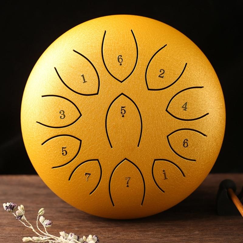 Ethereal Drum Percussions Instrument 11 Note Steel Tongue Drum for Adults Beginner Kids Handpans Drum with Drumstick