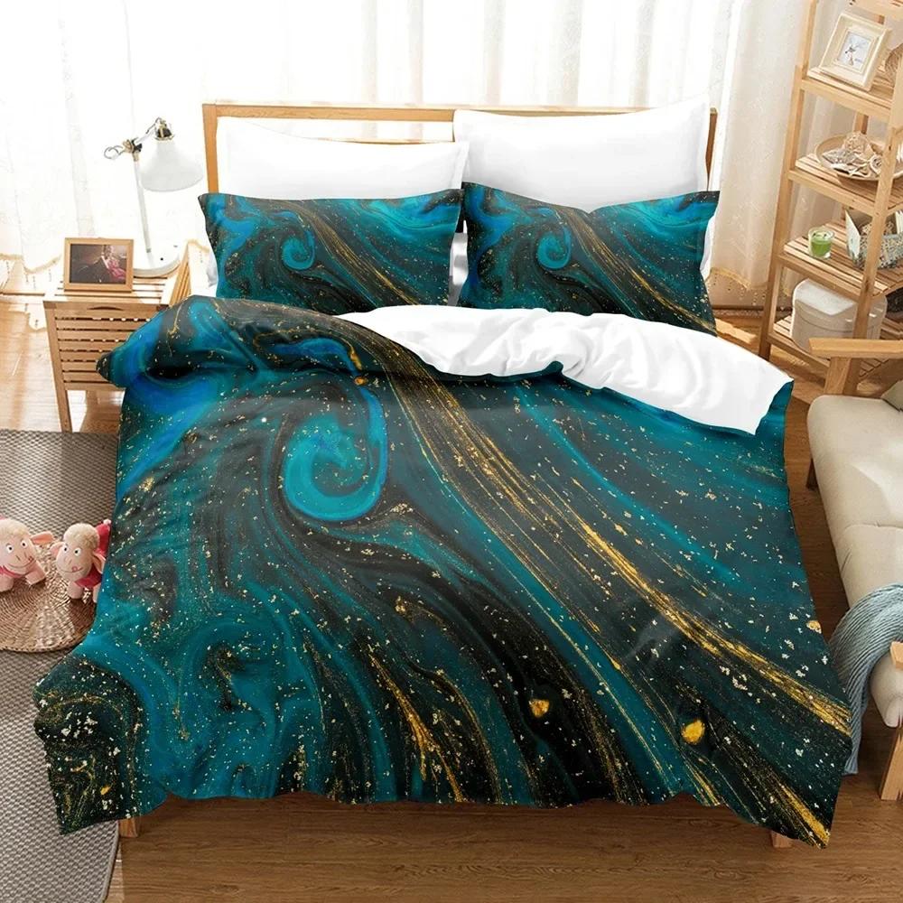 Purple Marble Comfortable Duvet Quilt Cover Pillowcase Bedding Set Children Bedroom Decoration Home Textile
