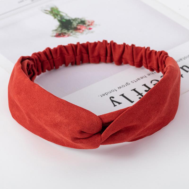 European & American Knit Crossover Headband: Pure Color Elastic Yoga Sports Hair Tie for Women