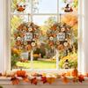 Pumpkin Maple Leaf Wreath With Berry Wood Sign Front Door Autumns Door Hanging Decoration Thanksgiving Harvests Festival