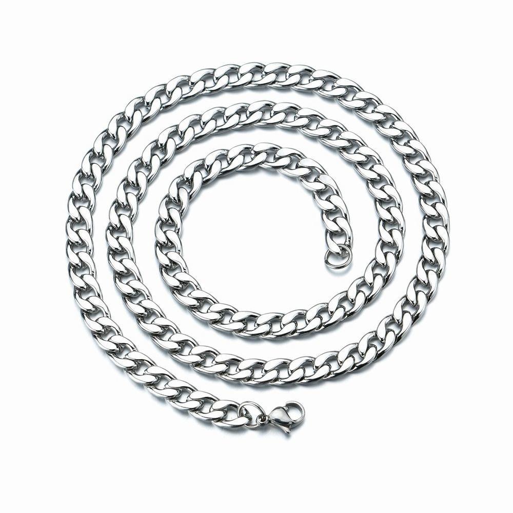 Free Shipping Necklace Chain Curb Only Stainless Steel Mens Womens 60cm 50cm Thicker 7mm 5mm Accessories Silver Color Street Hip-hop Dance Style Use