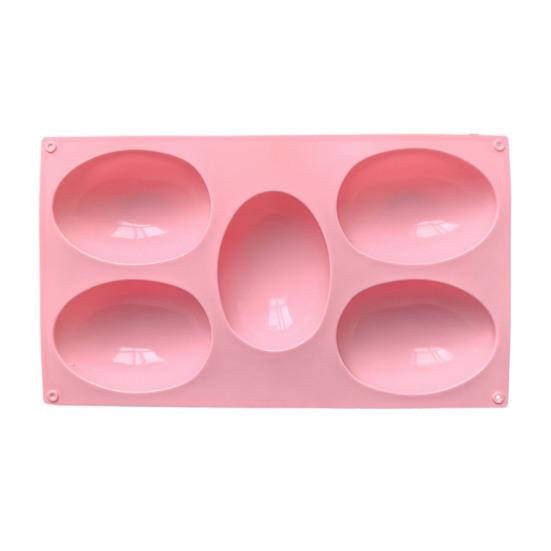 Easter Egg Silicone Mold 5 Cavity Egg Shape Easter Baking Mold Non-Stick Chocolate Mold Freezer Safe Mold for Jelly Ice Cream Candy Dessert
