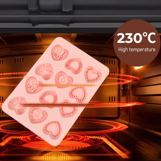 Eiswürfelform Silikon Lebensmittelqualität BPA-frei Flexibel Antihaft-Süßigkeiten Schokolade Kekse Form 9 Fächer Herz Muster Backform