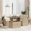 5-Piece Garden Sofa Set with Beige Cushions Poly Rattan 3348457