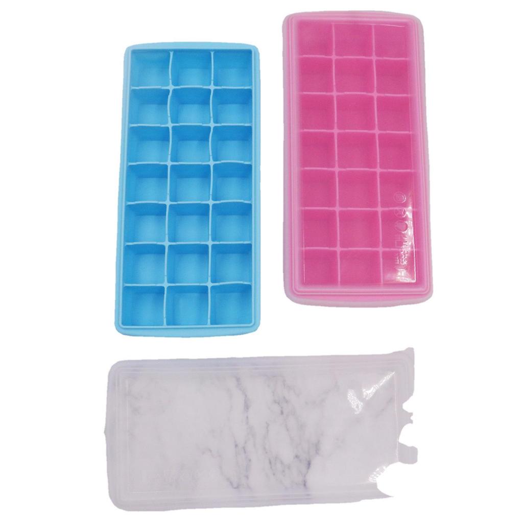 Silicone Ice Tray with Lid - 21 Compartment Fresh-Keeping Box for Cocktail Ice Cubes