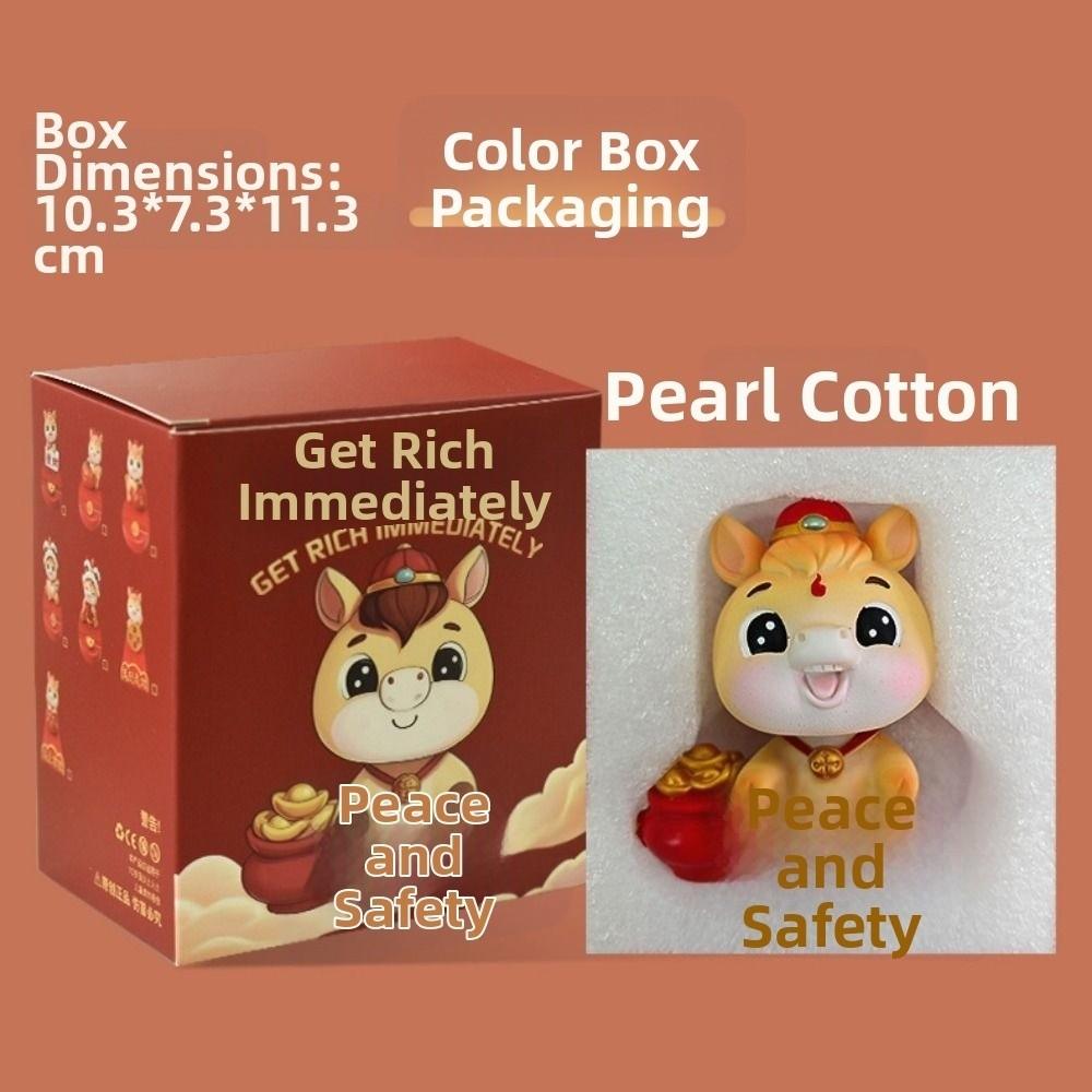 Resin Head-shaking Horse Figurine Cartoon Horse Wealth Lucky Charm Creative Desktop Ornament  Gift