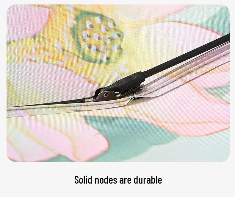 Dreilagiger floraler Automatikschirm mit UV-Schutz, doppelt verwendbar für Sonne und Regen, Digitaldruck mit passendem Griff - Auf Lager