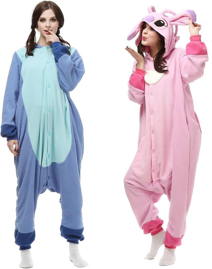 YAYAMIYA Fleece Kigurumi Stitch Unisex (S, Pink)