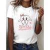 DENTAL Assistant Print T-shirt, Short Sleeve Crew Neck Casual Top for Summer & Spring, Women's Clothing