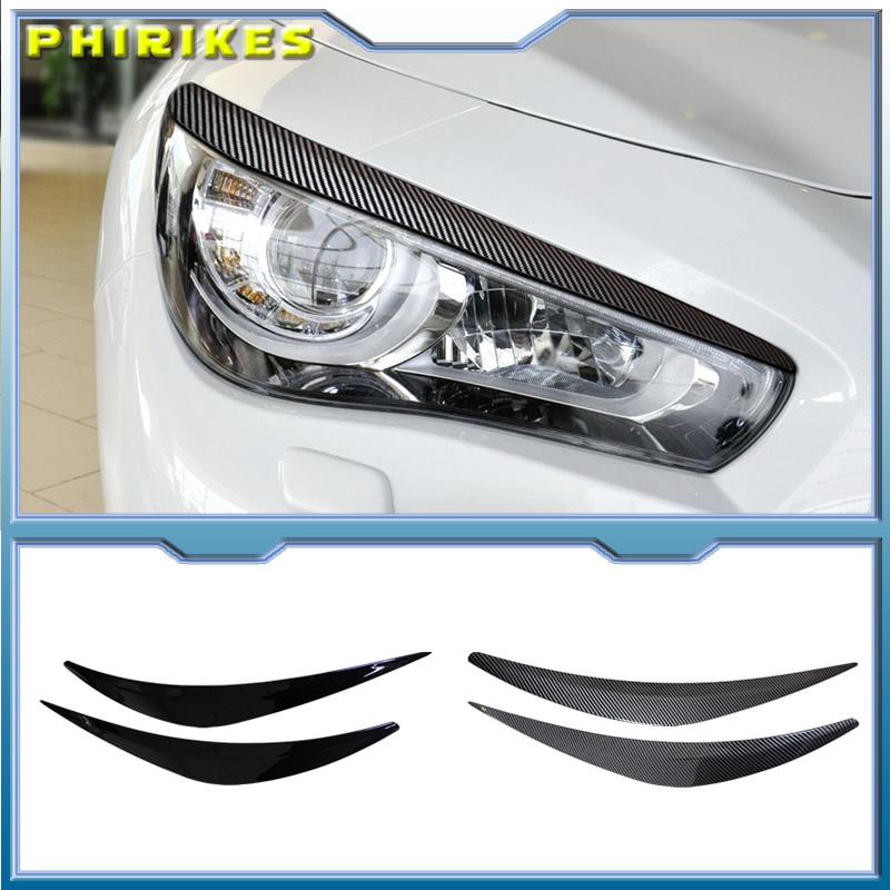 Headlights Eyebrow Eyelids Trim Cover For Infiniti Q50 2014 2015 2016 2017 2018 2019 2020 2021 Car Stickers Eyelids Trim Cover ujq9