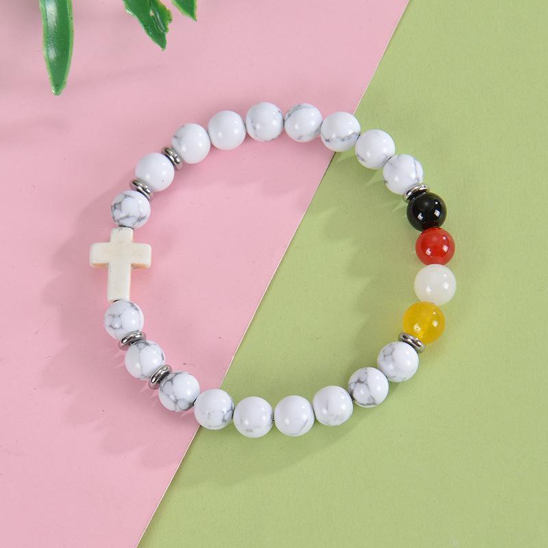 Fashion Europe and America 8mm Obsidian Yellow Crystal Cross Bracelet Fashion Natural Stone Bead Bracelet  Wholesale