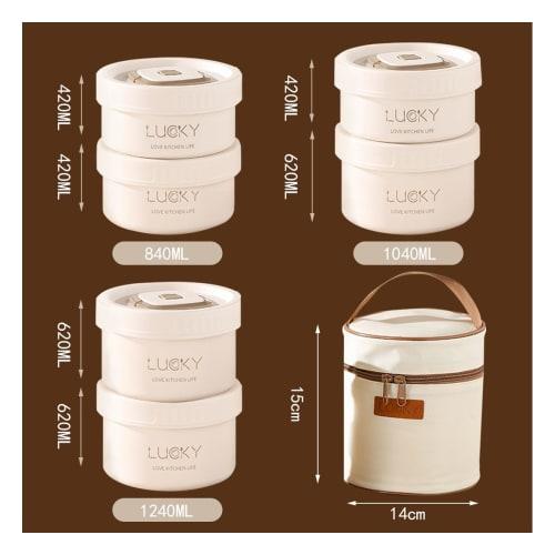 OIIZREO Insulated Lunch Box, 2-Tier Lunch Jar, Large Capacity, Stainless Steel, Vacuum Insulated Soup Lunch Set, Thermos, 1000ml, Leak-Proof