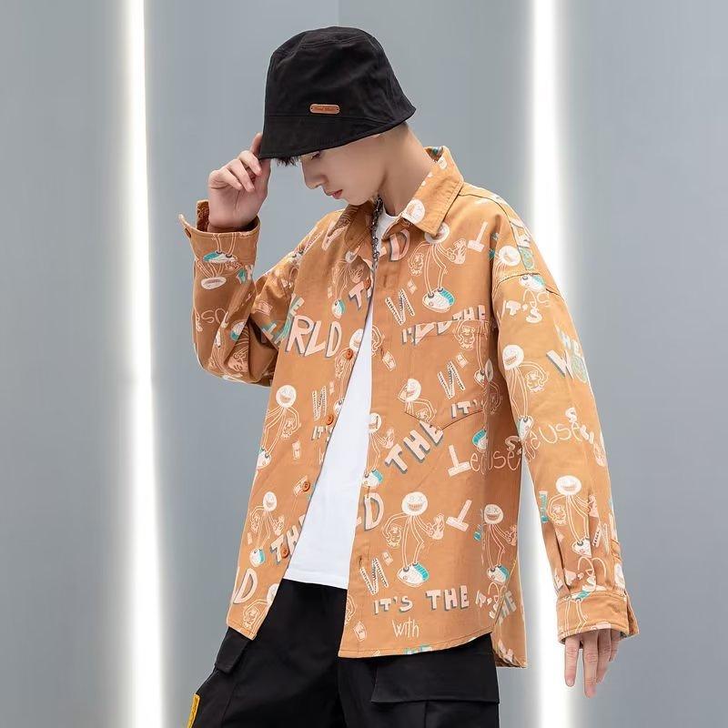 

Рубашка с короткими рукавами и принтом пейсли в японском стиле, модная брендовая свободная повседневная рубашка в стиле хип-хоп, гавайская рубашка