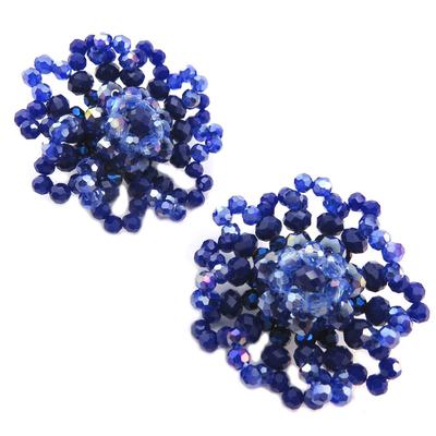 [P4430] - Blue 'Callas' Artisan Ear Clips - 4.5 Cm