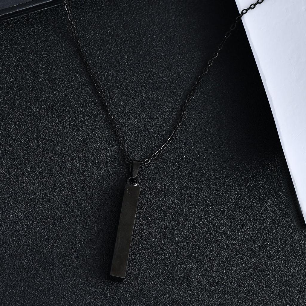 Men's and Women's Minimalist Titanium Steel Rectangular Pendant Necklace