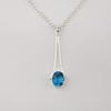 Swiss Blue Topaz Gemstone 925 Sterling Silver Handmade Jewelry Pretty Pendant 1.79" For Wedding Gift PP-69-6