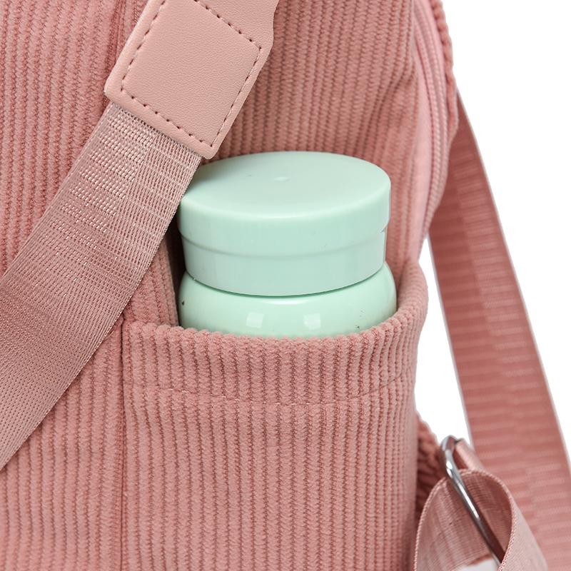 Damen Cord Rucksack mit kleiner Tasche, lässiger Mode Tagesrucksack